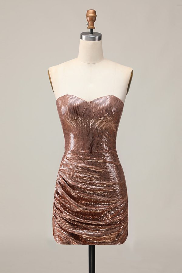 Sparkly Fuchsia Sweetheart Bodycon Homecoming Dress - Image 7