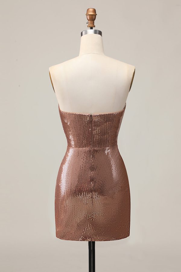 Sparkly Fuchsia Sweetheart Bodycon Homecoming Dress - Image 8