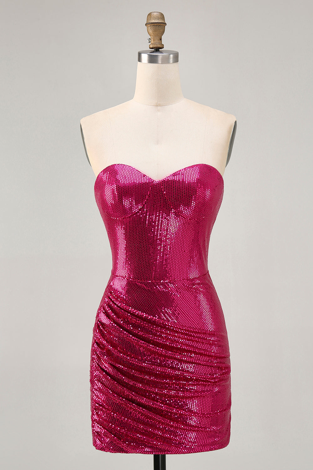 Sparkly Fuchsia Sweetheart Bodycon Homecoming Dress - Image 1