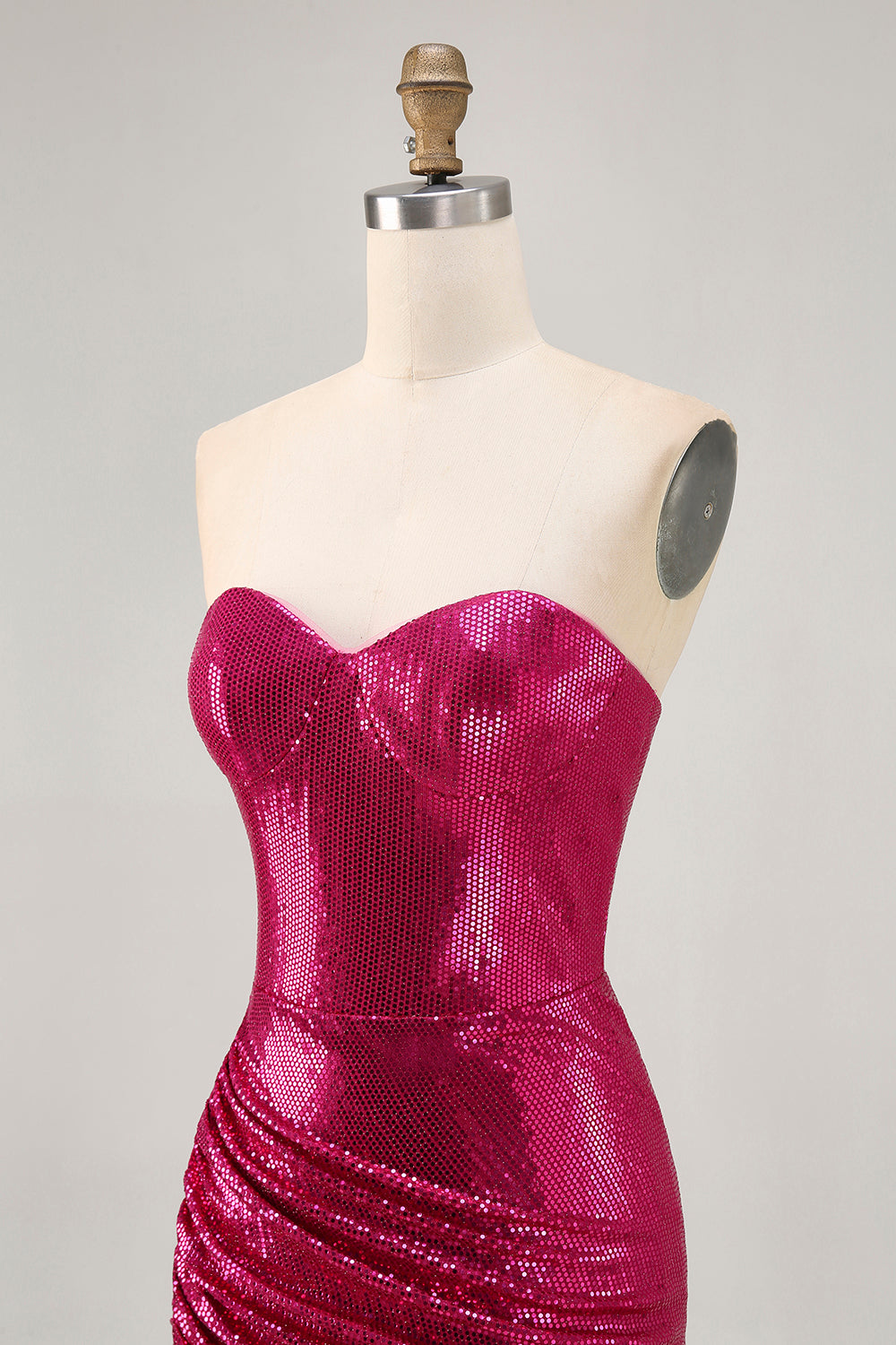 Sparkly Fuchsia Sweetheart Bodycon Homecoming Dress - Image 6