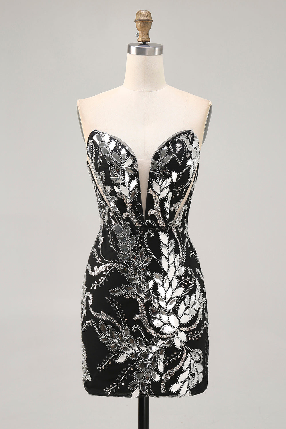 Sparkly Bodycon Short Black Homecoming Dress with Sequins - Image 3