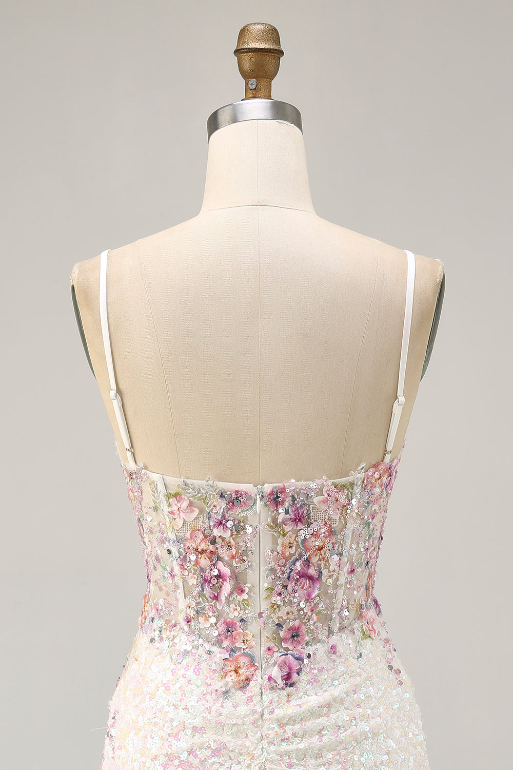 Sparkly Bodycon Corset White Flower Homecoming Dress - Image 5
