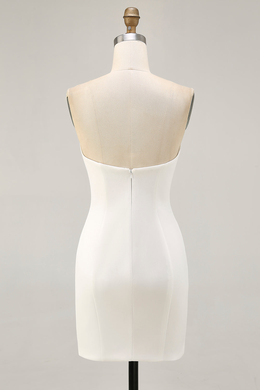 Sparkly Bodycon Strapless White Flower Homecoming Dress - Image 2