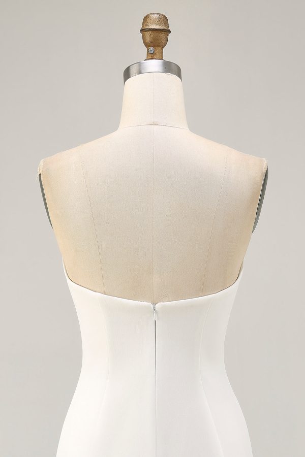 Sparkly Bodycon Strapless White Flower Homecoming Dress - Image 7
