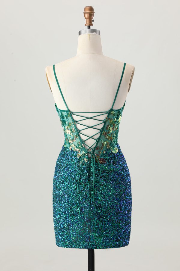 Sparkly Dark Purple Corset Homecoming Dress with Lace-up Back - Image 8
