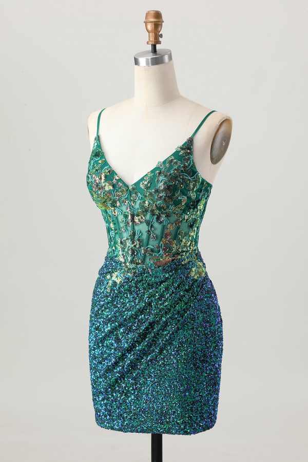Sparkly Dark Purple Corset Homecoming Dress with Lace-up Back - Image 9