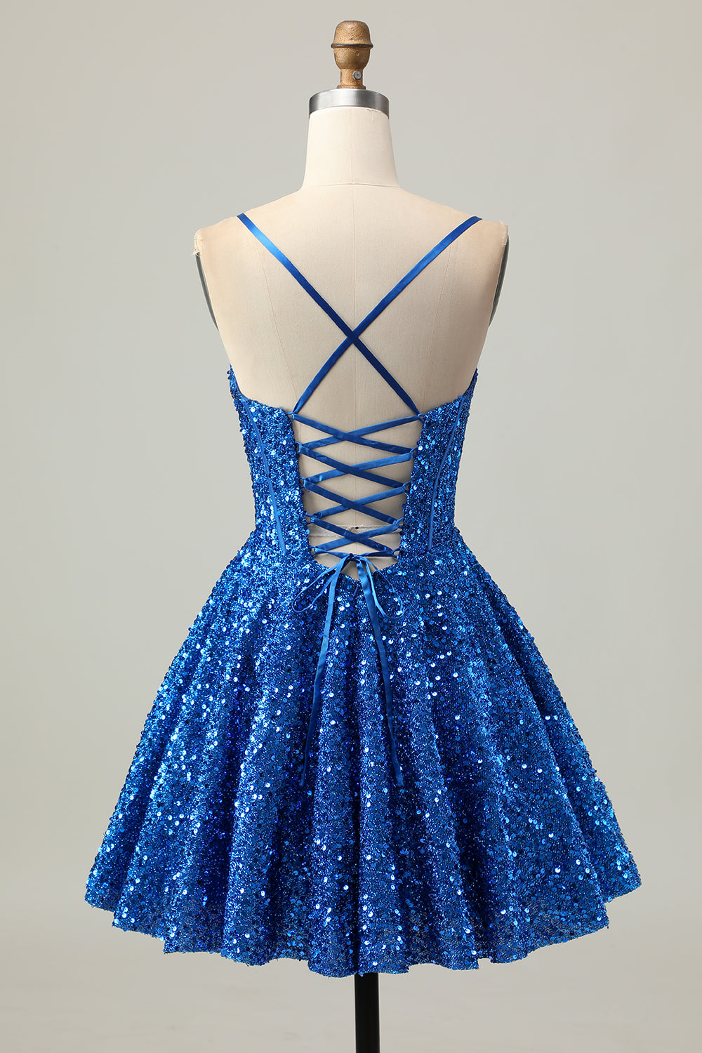 Sparkly Corset A-Line Dark Blue Homecoming Dress - Image 2