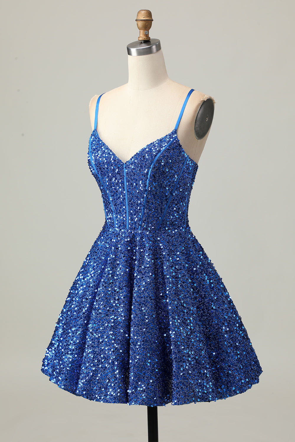 Sparkly Corset A-Line Dark Blue Homecoming Dress - Image 3