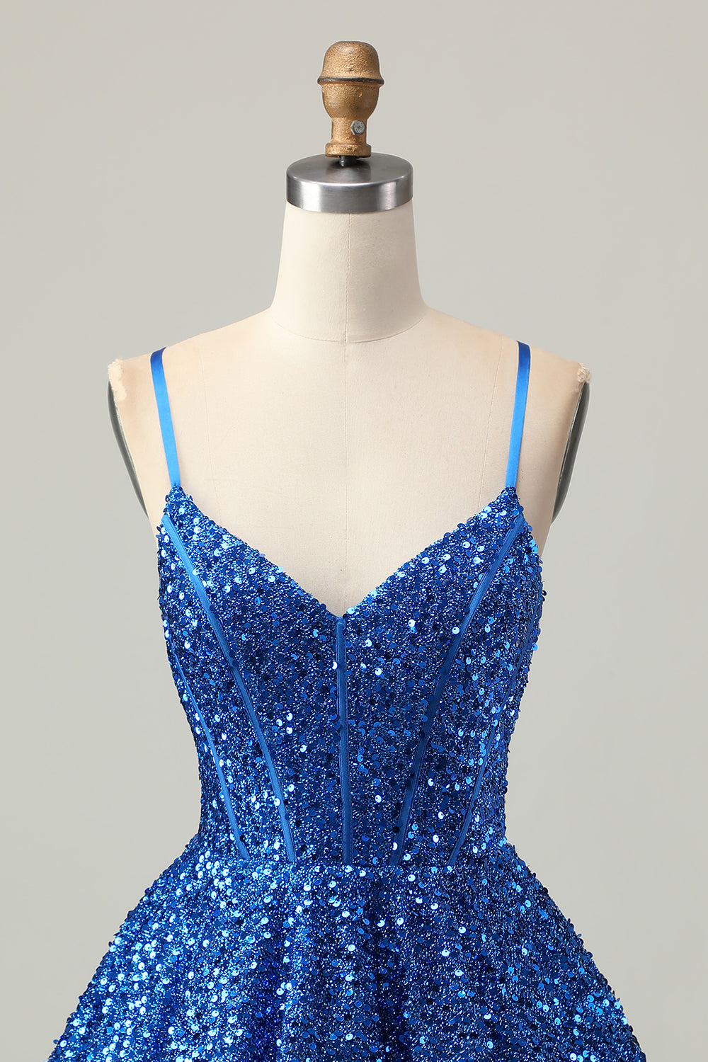 Sparkly Corset A-Line Dark Blue Homecoming Dress - Image 4
