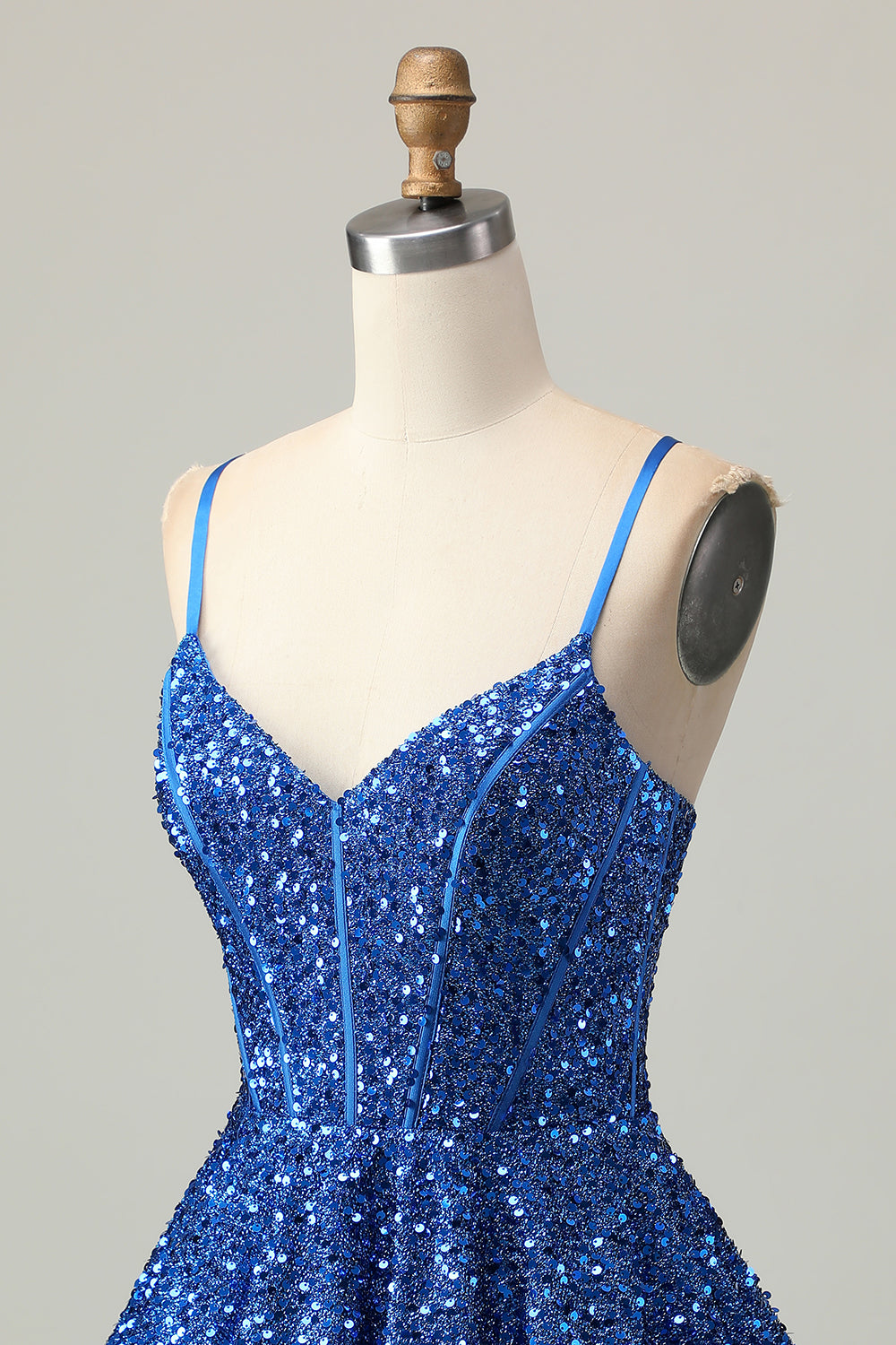 Sparkly Corset A-Line Dark Blue Homecoming Dress - Image 6