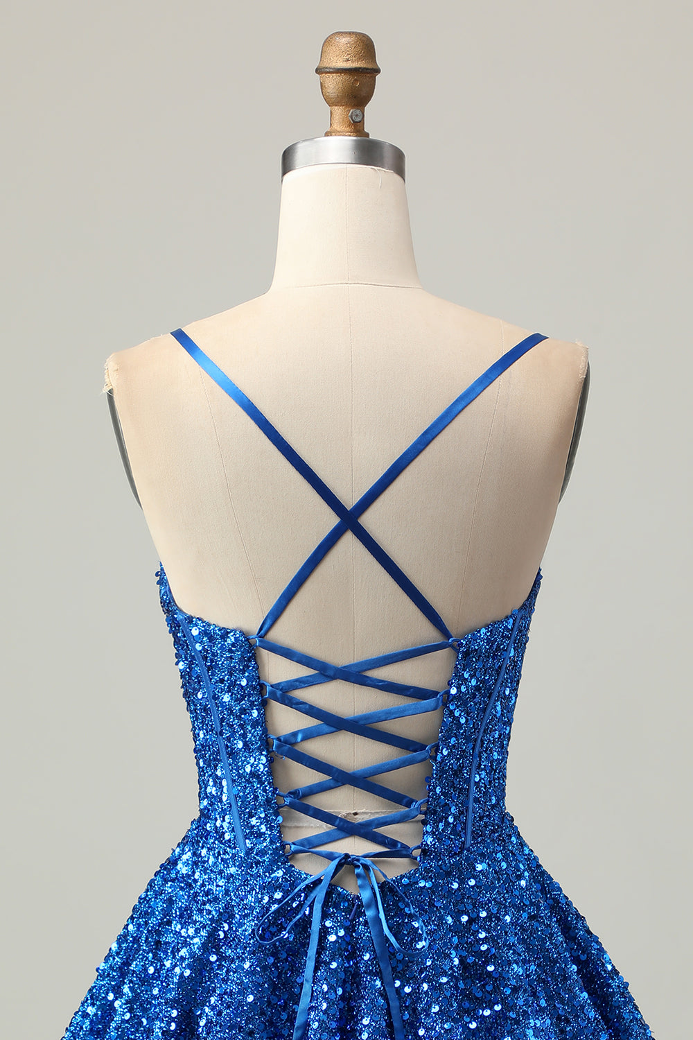 Sparkly Corset A-Line Dark Blue Homecoming Dress - Image 5