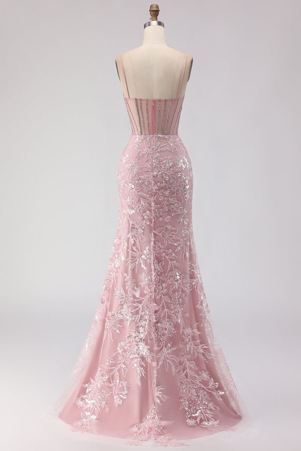 Sparkly Dark Green Corset Mermaid Maxi Prom Dress - Image 8