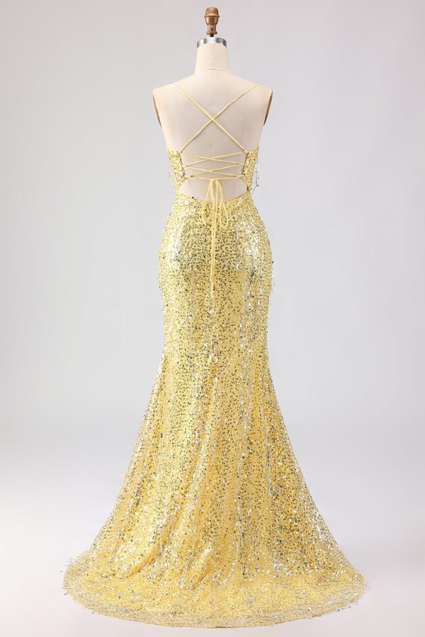 Sparkly Burgundy Mermaid Maxi Prom Dress - Image 8