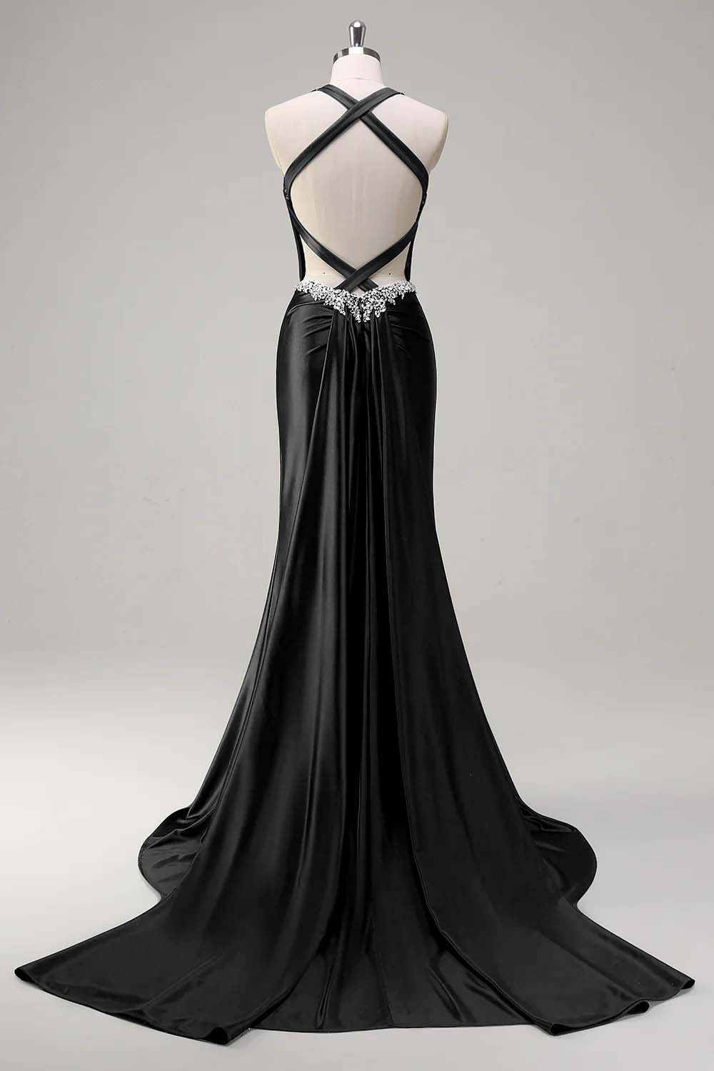 Sparkly Dark Green Mermaid Halter Corset Sequin Prom Dress - Image 8