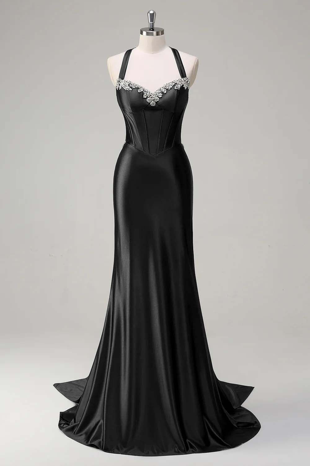Sparkly Dark Green Mermaid Halter Corset Sequin Prom Dress - Image 7