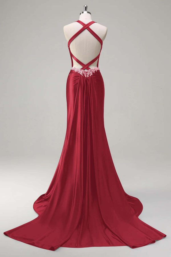 Sparkly Dark Green Mermaid Halter Corset Sequin Prom Dress - Image 10
