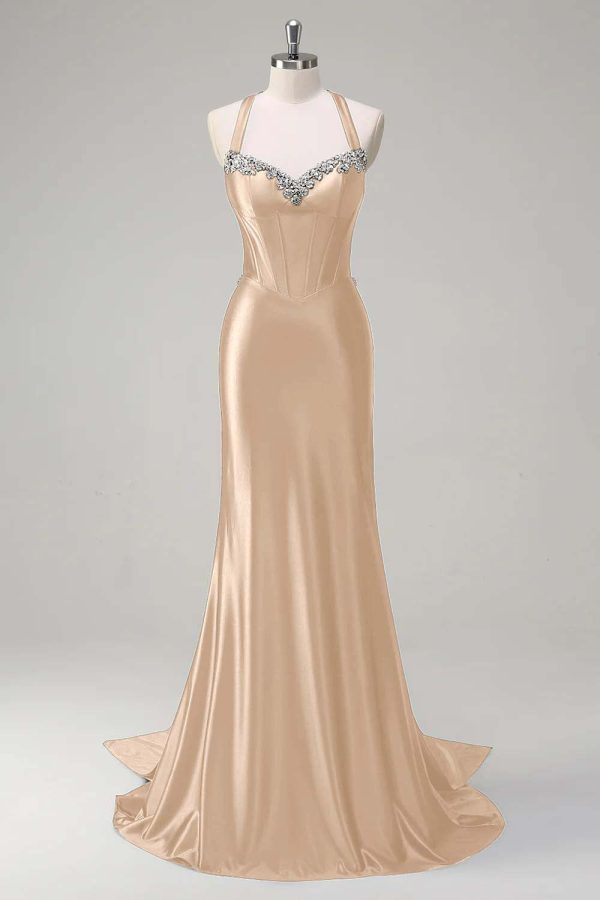 Sparkly Dark Green Mermaid Halter Corset Sequin Prom Dress - Image 11