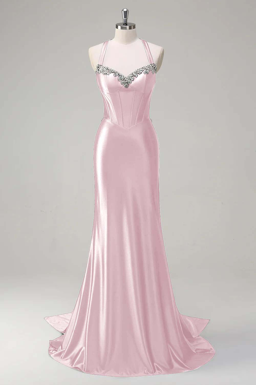 Sparkly Dark Green Mermaid Halter Corset Sequin Prom Dress - Image 23