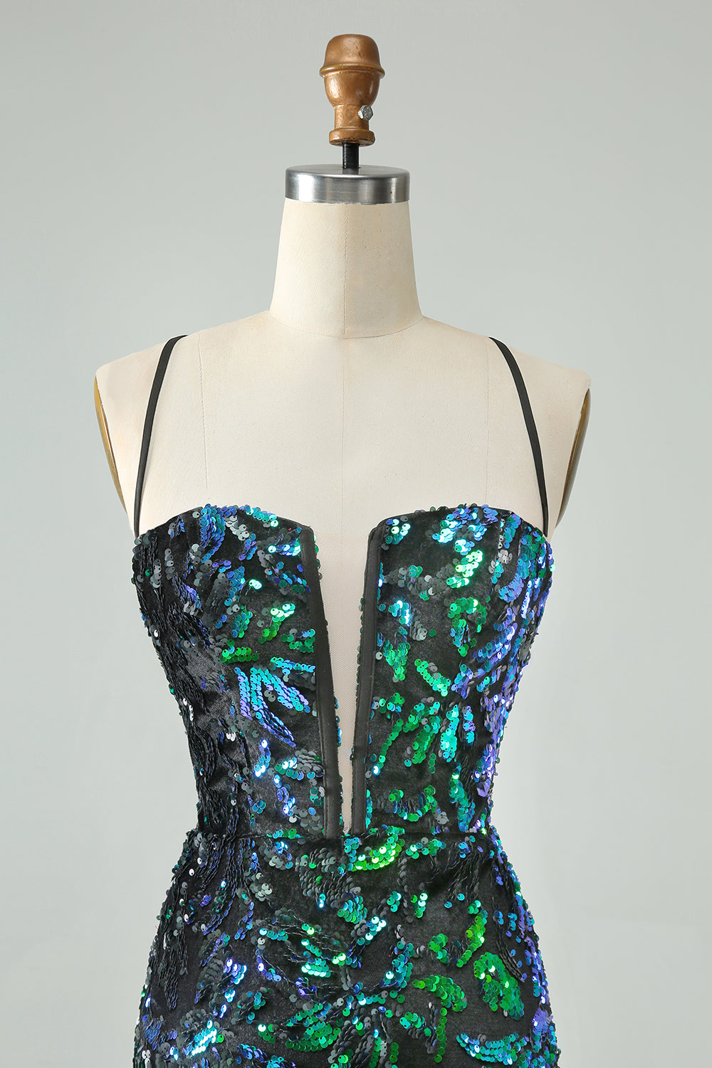 Sparkly Fuchsia Bodycon Spaghetti Straps Sequins Mini Dress - Image 10