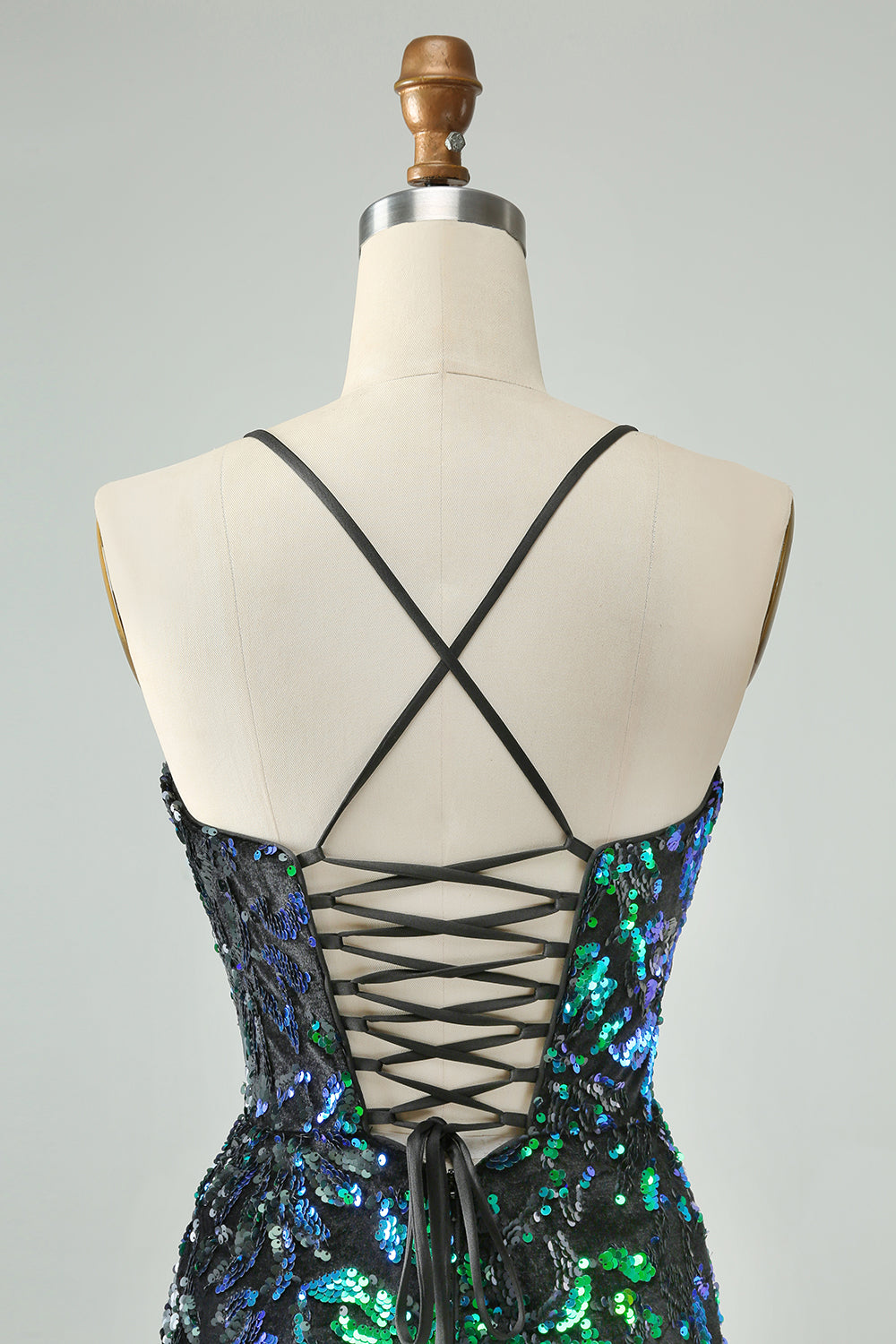 Sparkly Fuchsia Bodycon Spaghetti Straps Sequins Mini Dress - Image 11