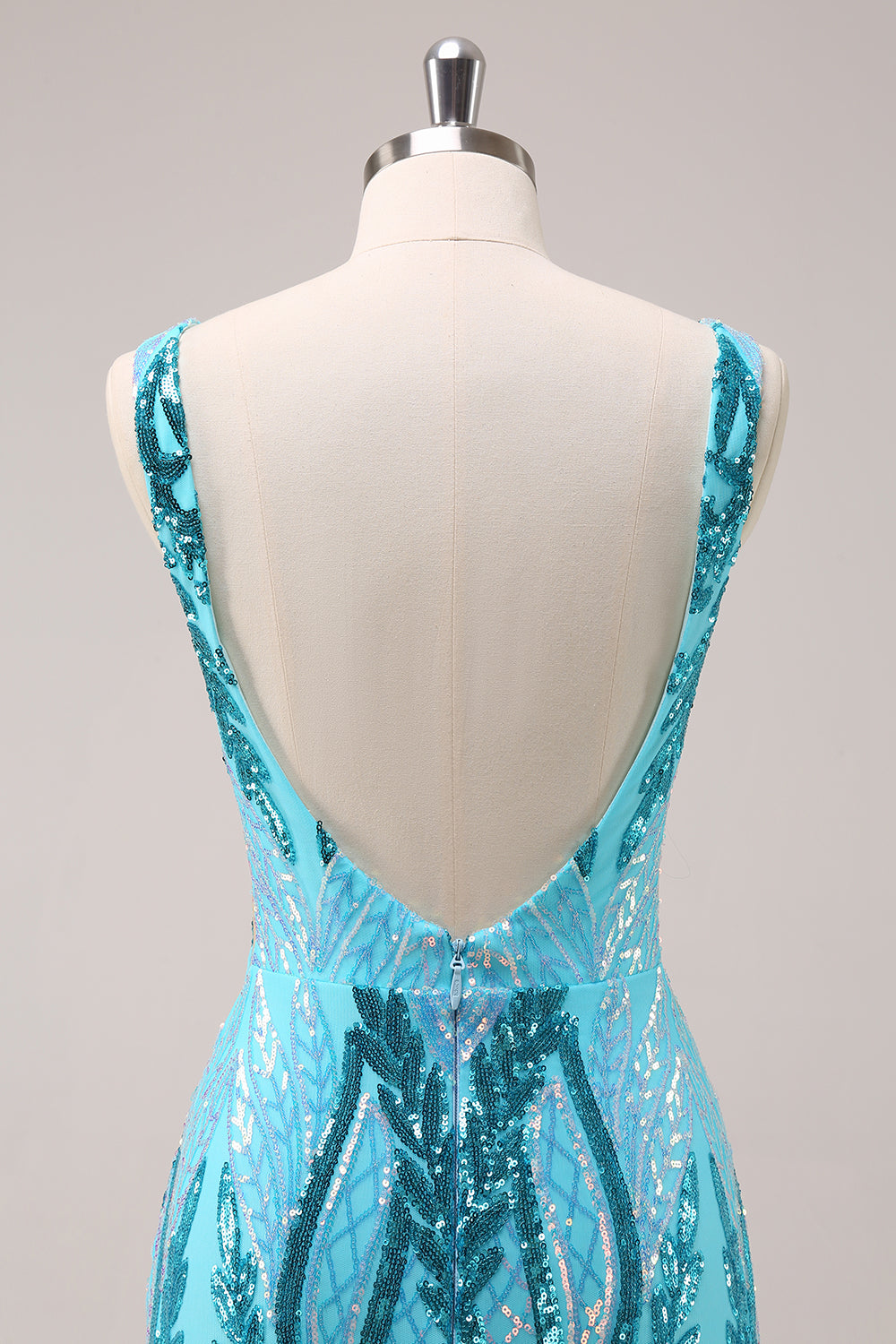 Sparkly Dark Purple Sequined Tight V Neck Mini Dress - Image 12